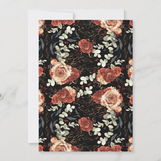 Terracotta en zwart bloemenbruiloft Jubileum Kaart (Achterkant)