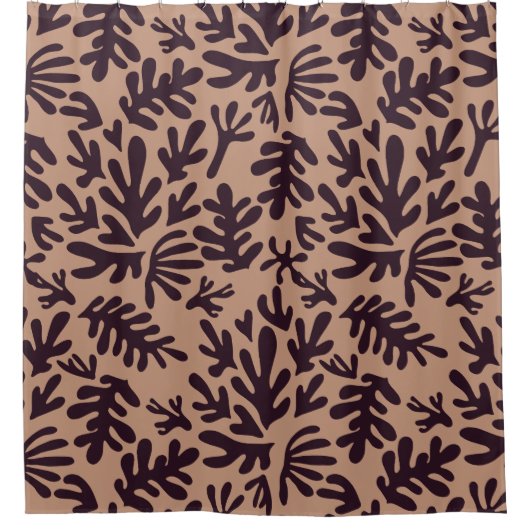 terracotta en zwarte abstracte boho Modern Pattern Douchegordijn (Voorkant)