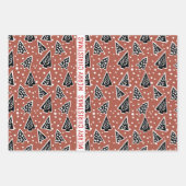 Terracotta en zwarte kerstbomen inpakpapier vel (Voorkant 2)