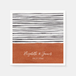 Terracotta en zwarte witte strepen servet