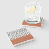 Terracotta en zwarte witte strepen   stenen onderzetter (Zijkant)