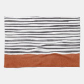 Terracotta en zwarte witte strepen   theedoek (Horizontaal)