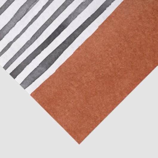 Terracotta en zwarte witte strepen tissuepapier (Detail)