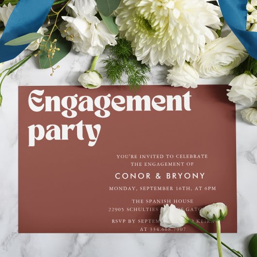 Terracotta Engagement Party Invitation Kaart