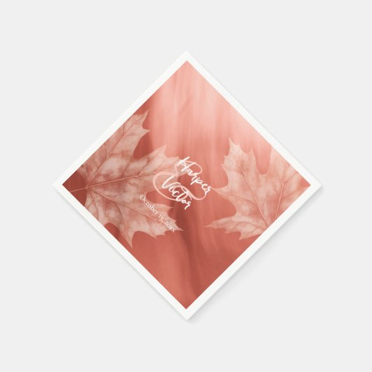 Terracotta esdoorn bladeren vallen bruiloft servet (Hoek)
