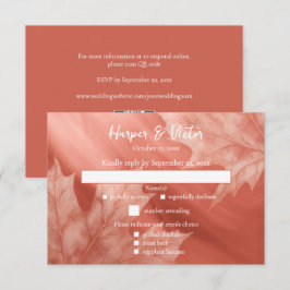 terracotta esdoorn laat accent QR-code achter RSVP Kaartje