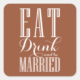 Terracotta Eten, Drinken en trouwen Bruiloft Vierkante Sticker