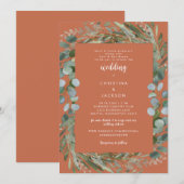 Terracotta Eucalyptus Botanical Wedding III Kaart (Voorkant / Achterkant)