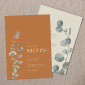 Terracotta Eucalyptus Deco all in one Weddenschap Kaart