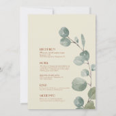 Terracotta Eucalyptus Deco all in one Weddenschap Kaart (Achterkant)