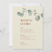 Terracotta Eucalyptus Deco Bachelorette Weekend Kaart (Achterkant)