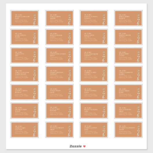 Terracotta Eucalyptus Deco Guest Address Label (Vel)