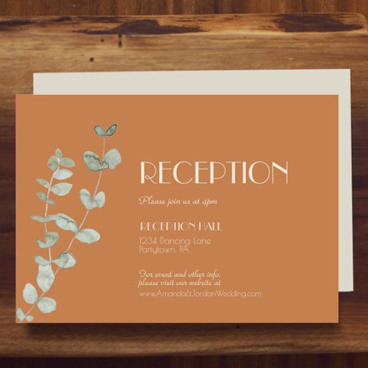 Terracotta Eucalyptus Deco Receptie - Gegevens Informatiekaartje