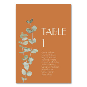 Terracotta Eucalyptus Deco Table Number Guans Kaart