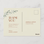 Terracotta Eucalyptus Deco Wedding Bedankt Briefkaart (Achterkant)