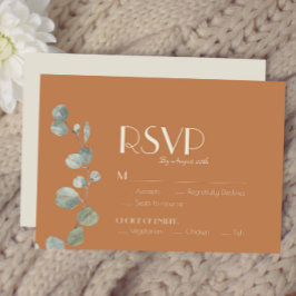 Terracotta Eucalyptus Deco Wedding Meal Choice RSVP Kaartje