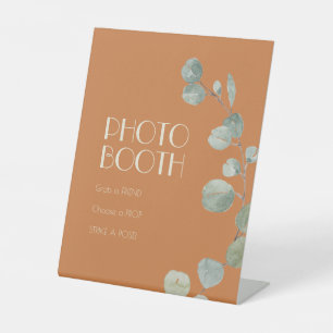 Terracotta Eucalyptus Deco Wedding Photo Booth Reclamebord Met Voetstuk