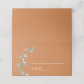 Terracotta Eucalyptus Deco Wedding Place Card Tent Plaatskaartje (Buitenkant ongevouwen)