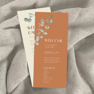Terracotta Eucalyptus Deco Wedding Programme Programmakaart