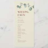 Terracotta Eucalyptus Deco Wedding Programme Programmakaart (Achterkant)