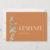 Terracotta Eucalyptus Deco Wedding Reserved Sign (Voorkant)