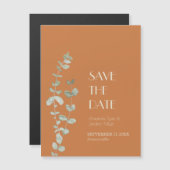 Terracotta Eucalyptus Deco Wedding Save the Date Magnetische Uitnodiging (Voorkant / Achterkant)