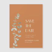 Terracotta Eucalyptus Deco Wedding Save the Date Magnetische Uitnodiging (Voorkant)