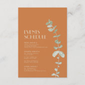 Terracotta Eucalyptus Deco Wedding Schedule Informatiekaartje (Voorkant)