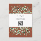 Terracotta Eucalyptus QR Code Wedding RSVP  Informatiekaartje (Voorkant)