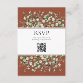 Terracotta Eucalyptus QR Code Wedding RSVP  Informatiekaartje
