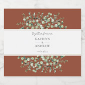 Terracotta Eucalyptus Together Forever Wedding  Sparkling Wijnetiket (Enkel label)