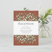 Terracotta Eucalyptus Wedding Reception Informatiekaartje (Staand voorkant)