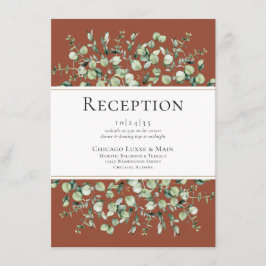 Terracotta Eucalyptus Wedding Reception Informatiekaartje