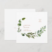 Terracotta Eucalyptus Wedding Square Save the Date (Voorkant / Achterkant)