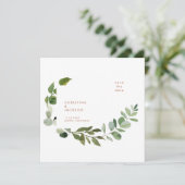 Terracotta Eucalyptus Wedding Square Save the Date (Staand voorkant)
