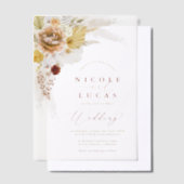 Terracotta Fall Autumn Boho Pampas Grass Wedding Vellum Uitnodigingen (Offset)