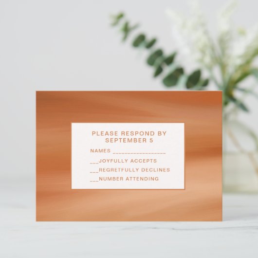 Terracotta Fall Autumn RSVP Card Wedding Oranges (Staand voorkant)