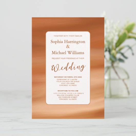 Terracotta Fall Autumn Wedding Invite QR Code  Kaart (Staand voorkant)