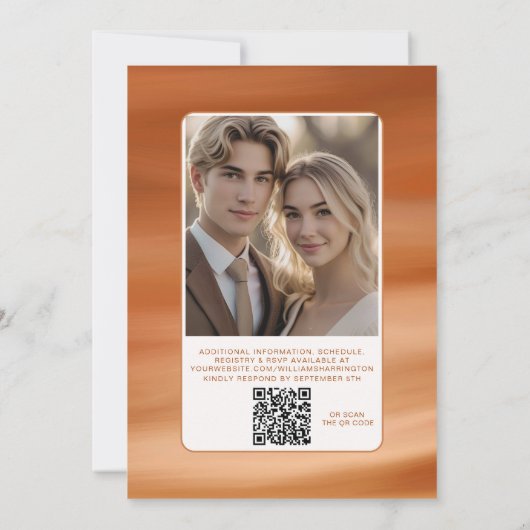 Terracotta Fall Autumn Wedding Invite QR Code Kaart (Achterkant)