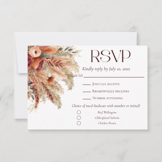 Terracotta Fall Dried Florals Pampas Grass Meals RSVP Kaartje (Voorkant)
