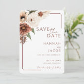 Terracotta Fall Floral Modern Photo Save The Date (Staand voorkant)