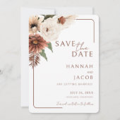 Terracotta Fall Floral Modern Photo Save The Date (Voorkant)