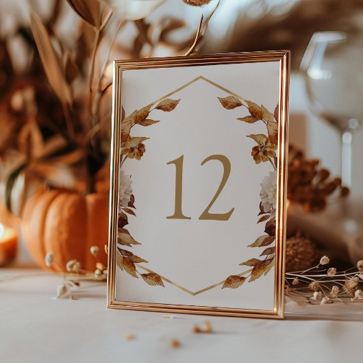 Terracotta Fall Watercolor Leaves Wedding Kaart
