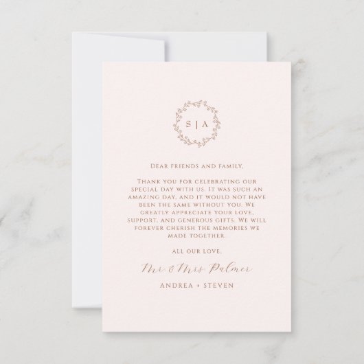 Terracotta Fall Wedding Bedankkaart (Achterkant)