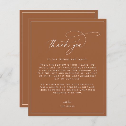Terracotta Fall Wedding Hartelijk dank (Voorkant / Achterkant)