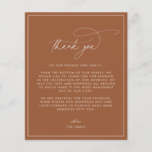 Terracotta Fall Wedding Hartelijk dank Flyer (Voorkant)