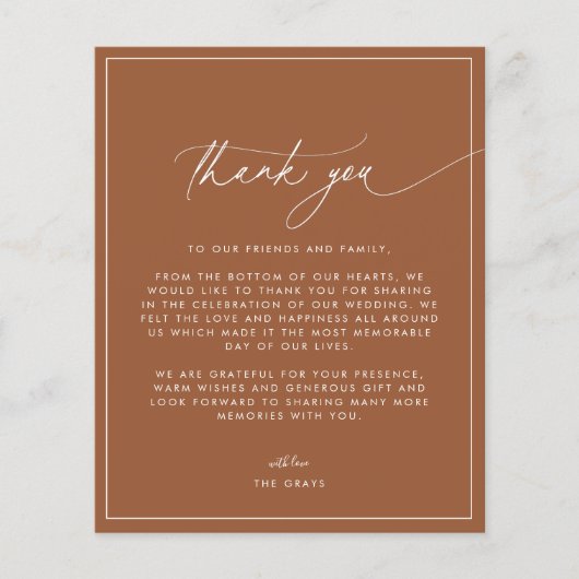 Terracotta Fall Wedding Hartelijk dank Flyer (Voorkant)