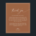 Terracotta Fall Wedding Hartelijk dank Flyer<br><div class="desc">Deze kaart bevat een handgeschreven lettertype en een modern, minimalistisch ontwerp. Verander eenvoudig de kleuren en bewerk *most* formuleringen om aan de behoeften van uw gelegenheid te voldoen. Deze uitnodiging is perfect voor je hedendaagse, industriële of bohemische huwelijksfeest. Begrotingsdocument is dun! ***Upgrade voor een dikker papier. De enveloppen zijn niet...</div>