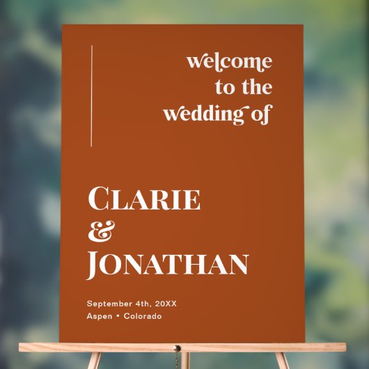 Terracotta Fall Wedding Welcome Acryl Bord (Neutraal)