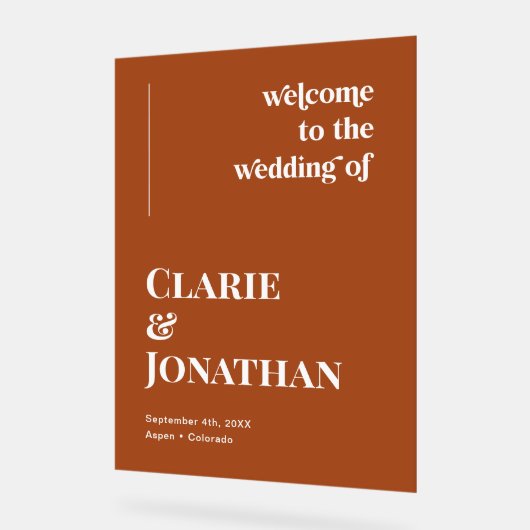 Terracotta Fall Wedding Welcome Acryl Bord (Hoek)